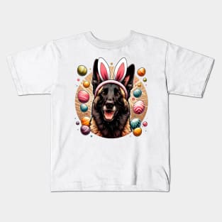 Easter Delight with Dutch Shepherd in Bunny Ears Kids T-Shirt